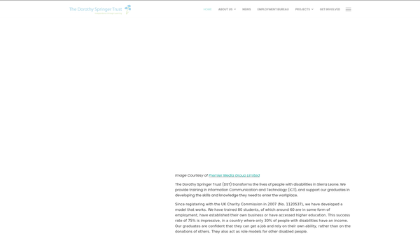 Screenshot of the The Dorothy Springer Trust website