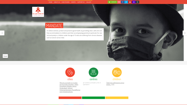 Screenshot of the St Jude India Childcare Centres United Kingdom (Sjicc UK) website