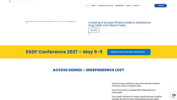 Screenshot of the European Guide Dog Federation website