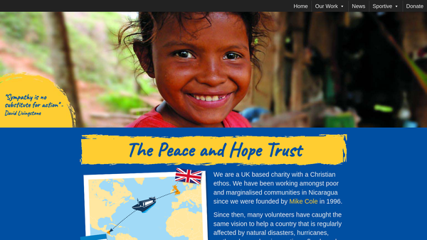 Screenshot of the The Peace & Hope Trust website