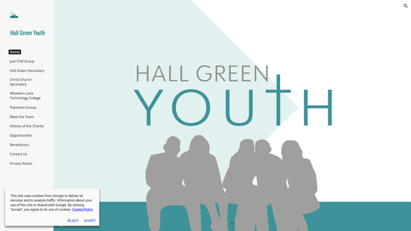 Screenshot of the Hall Green Youth website