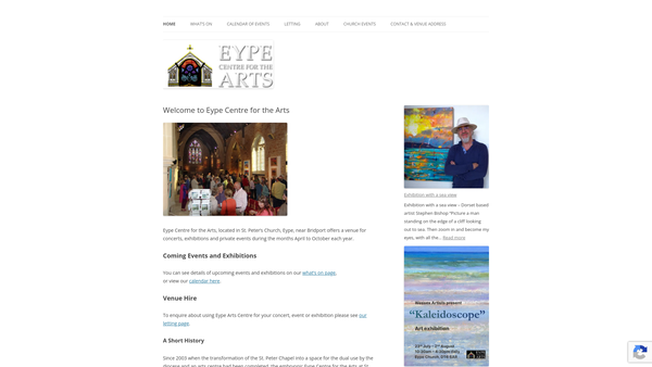 Screenshot of the Eype Centre For The Arts website