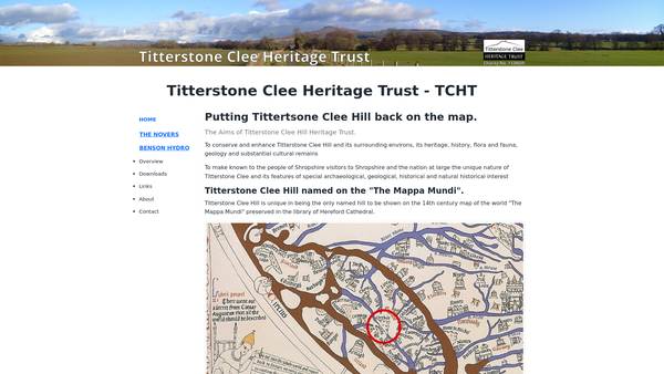 Screenshot of the Titterstone Clee Heritage Charity website