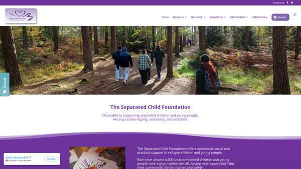 Screenshot of the The Separated Child Foundation website