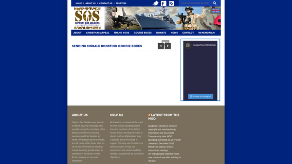 Screenshot of the Support Our Soldiers website