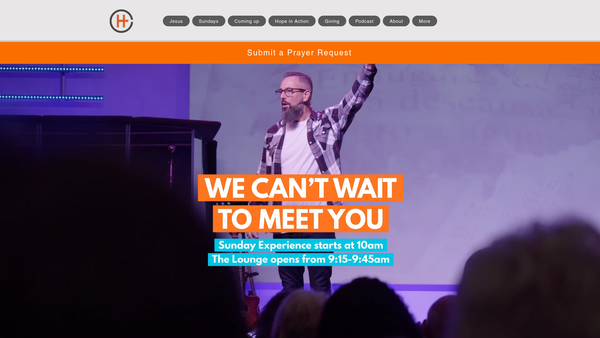 Screenshot of the Hope Church (Newtown) website