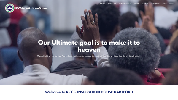 Screenshot of the Redeemed Christian Church Of God Inspiration House Dartford website
