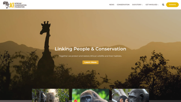 Screenshot of the The African Conservation Foundation website