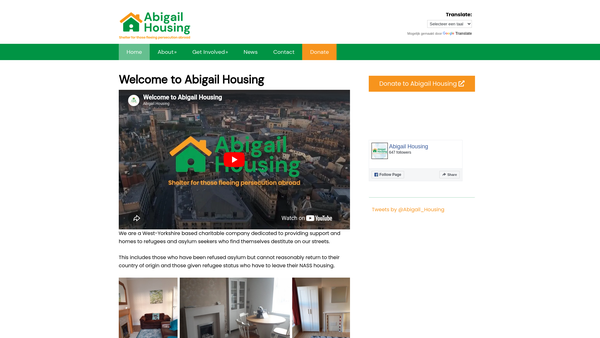 Screenshot of the Abigail Housing website