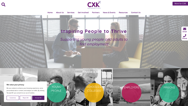 Screenshot of the Cxk website