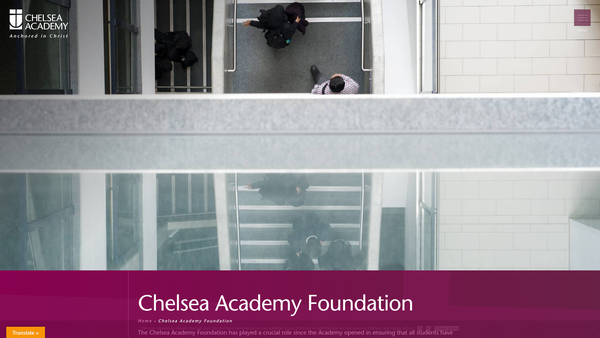 Screenshot of the Chelsea Academy Foundation website