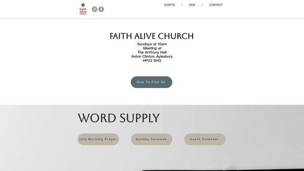 Screenshot of the Faith Alive Church website