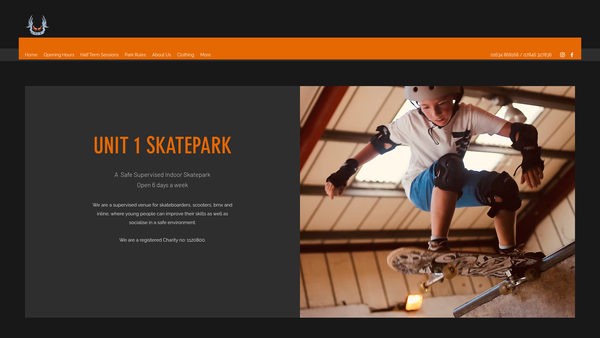 Screenshot of the Rochester Indoor Skatepark Club website