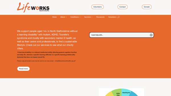 Screenshot of the Lifeworks Staffordshire website