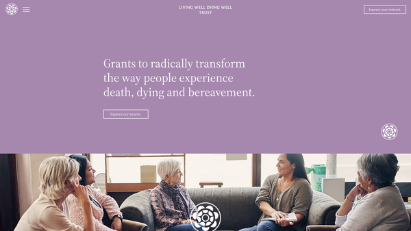Screenshot of the Living Well Dying Well Trust website