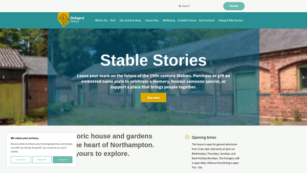 Screenshot of the Delapre Abbey Preservation Trust website