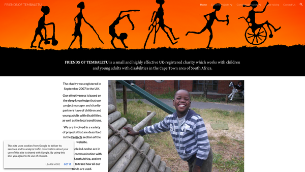 Screenshot of the Friends Of Tembaletu website