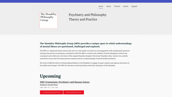 Screenshot of the The Maudsley Philosophy Group Trust website