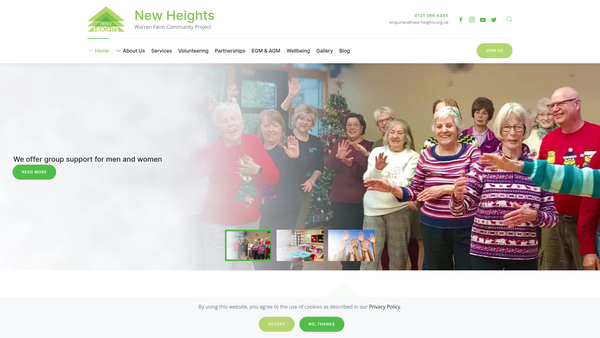 Screenshot of the New Heights Warren Farm Community Project website