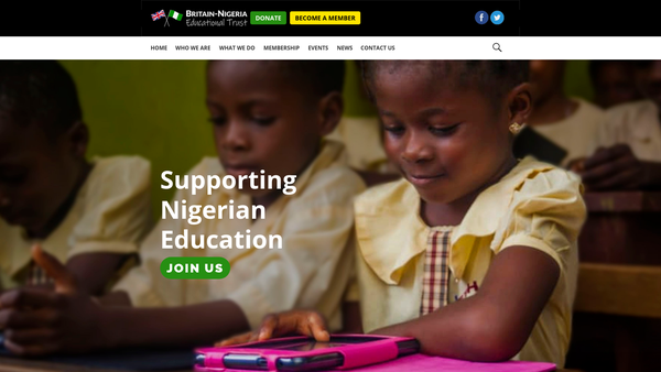 Screenshot of the The Britain-Nigeria Educational Trust website