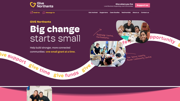 Screenshot of the GIVE Northants website