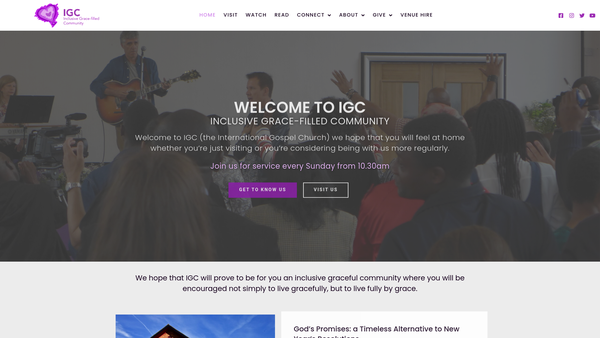Screenshot of the International Gospel Church website