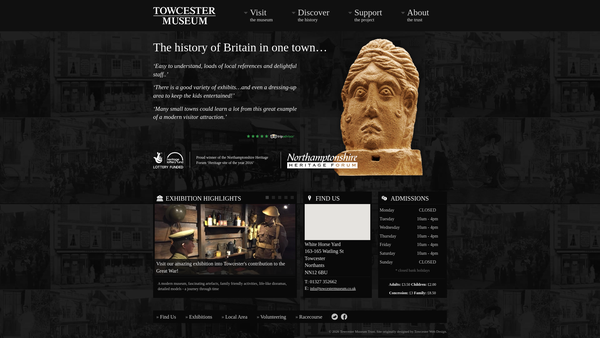 Screenshot of the The Towcester Museum website