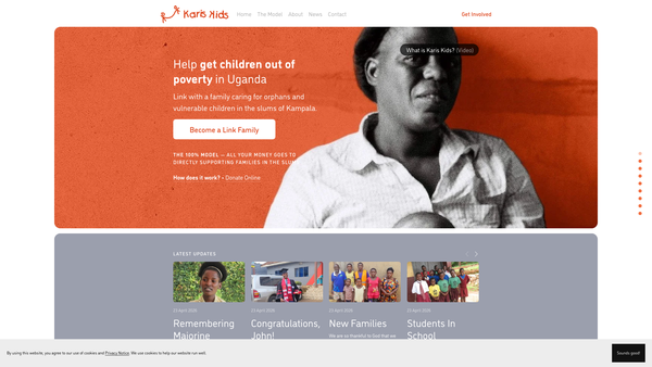Screenshot of the Karis Kids website