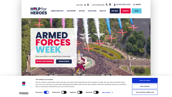 Screenshot of the Help For Heroes website