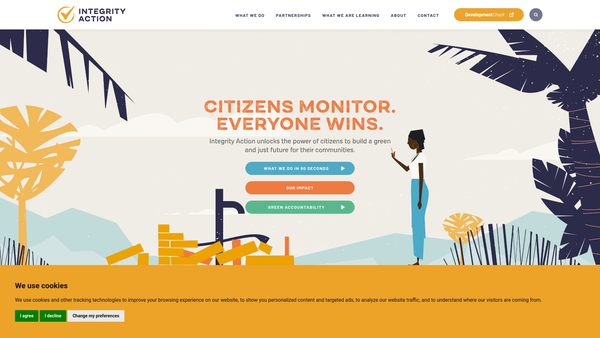 Screenshot of the Integrity Action website