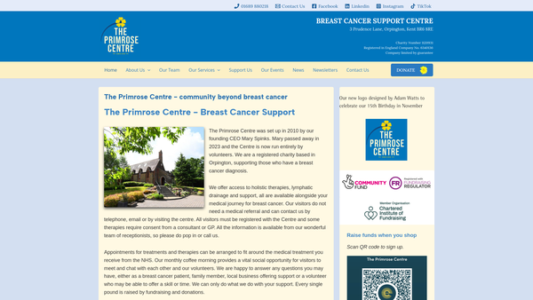 Screenshot of the The Primrose Centre Limited website