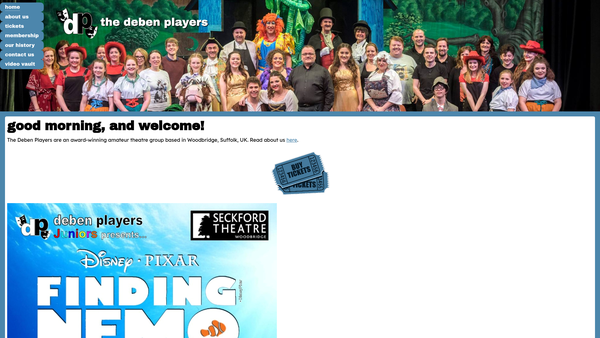 Screenshot of the Deben Players website