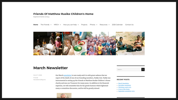 Screenshot of the Friends Of Matthew Rusike Childrens Home website