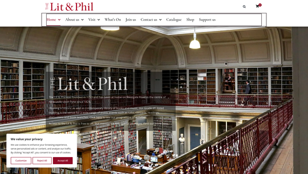 Screenshot of the The Literary And Philosophical Society Of Newcastle-Upon-Tyne website