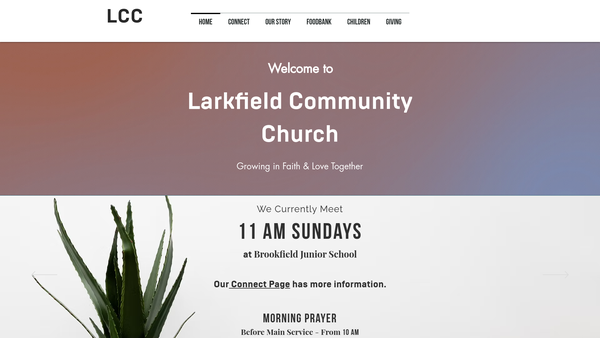 Screenshot of the Larkfield Community Church website