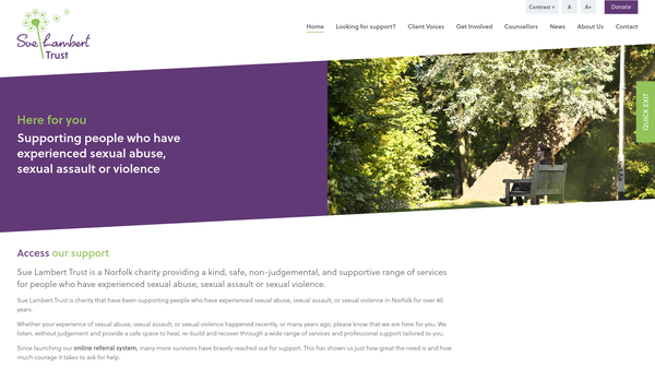 Screenshot of the Sue Lambert Trust website