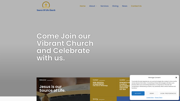 Screenshot of the Source Of Life Church In Fellowship With Assemblies Of God website