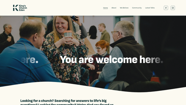 Screenshot of the King's Church Eden website