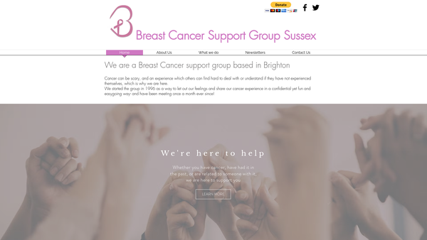Screenshot of the Breast Cancer Support Group Sussex website