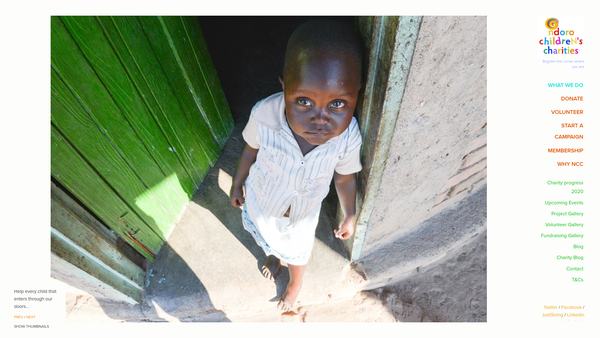 Screenshot of the Ndoro Children's Charities website