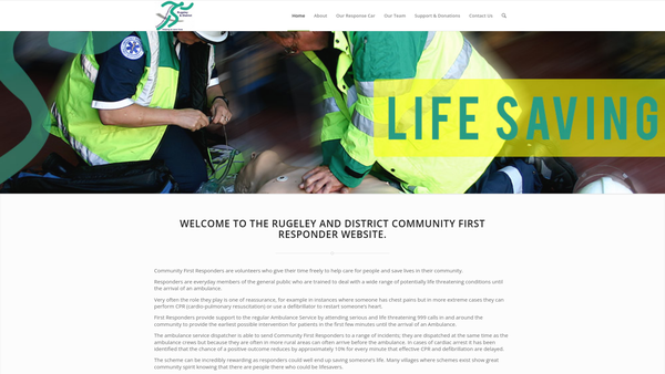 Screenshot of the Rugeley And District Community First Responders website
