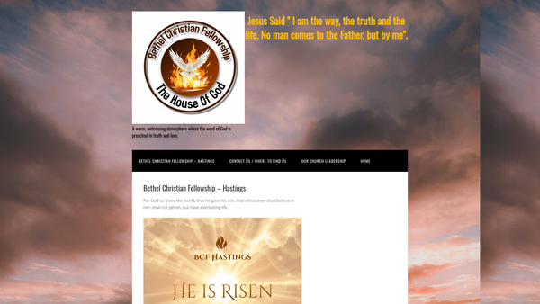 Screenshot of the Bethel Christian Fellowship (Hastings) website