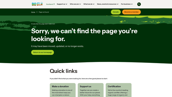 Screenshot of the The Soil Association Land Trust website