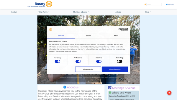 Screenshot of the Rotary Club Of Felixstowe Landguard Trust Fund website