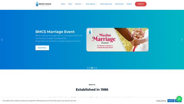 Screenshot of the Bristol Muslim Cultural Society website