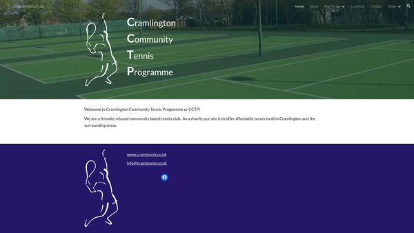 Screenshot of the Cramlington Community Tennis Programme website