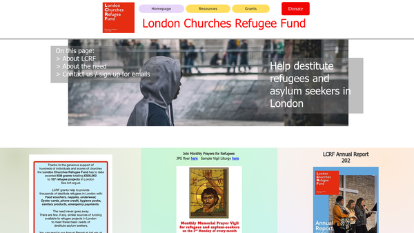 Screenshot of the The London Churches Fund For Destitute Asylum Seekers website