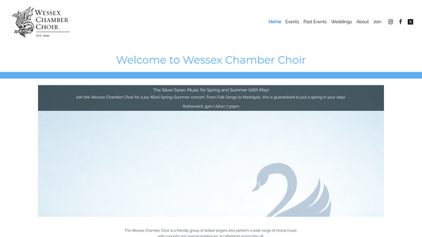 Screenshot of the The Wessex Chamber Choir website