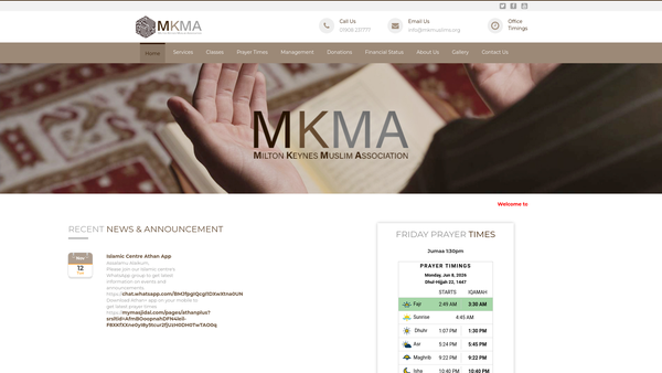 Screenshot of the Milton Keynes Muslim Association website