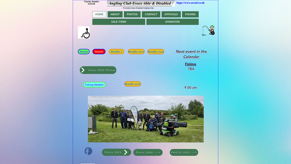 Screenshot of the Essex Disabled Angling Club website